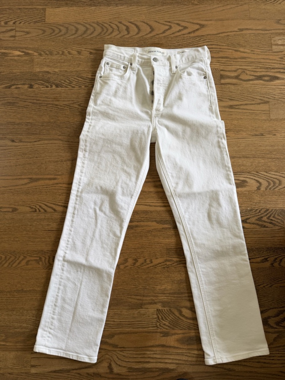 DENIM FORUM THE ARLO HI-RISE STRAIGHT JEAN SIZE 25 White Straight Leg Jeans